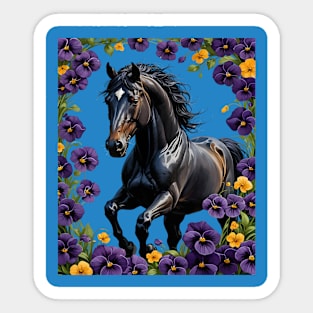 A New Jersey Horse Surrounded By Common Violet Flowers 2 Sticker